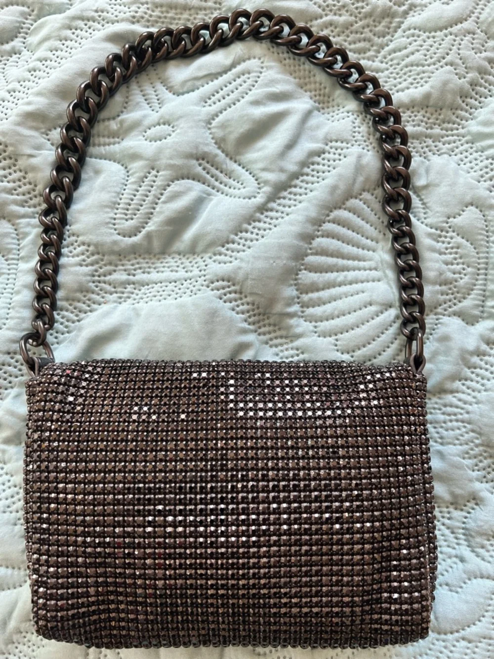 Kurt Geiger Party Shoulder Bag Mesh Black Crystals with Chain Strap. EUC - Picture 2 of 8
